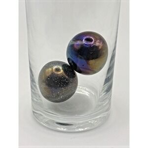 2 Shooter Marbles‎ Silver Metallic Base Iridescent Finish Oil Slick 1"